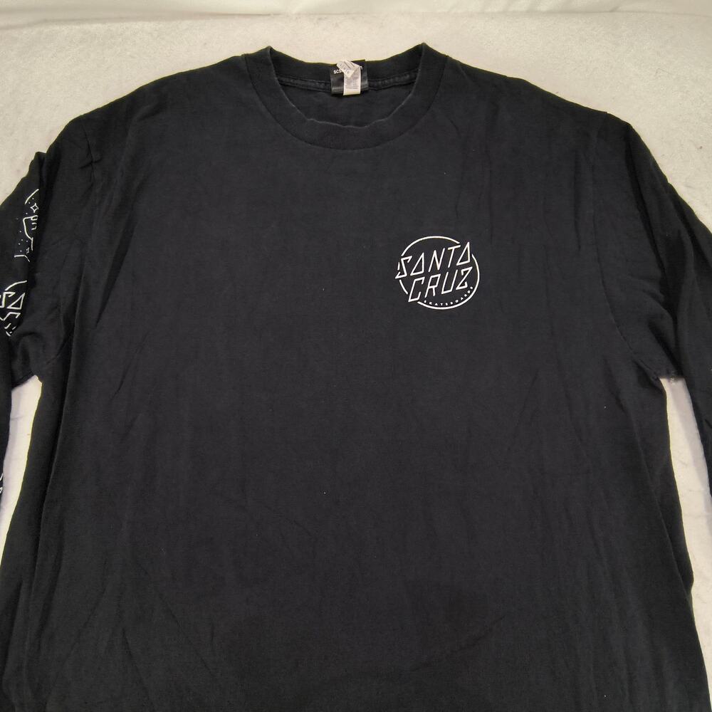 Santa Cruz Casual Crew Neck Long Sleeve Graphic T Shirt Mens Size L Black